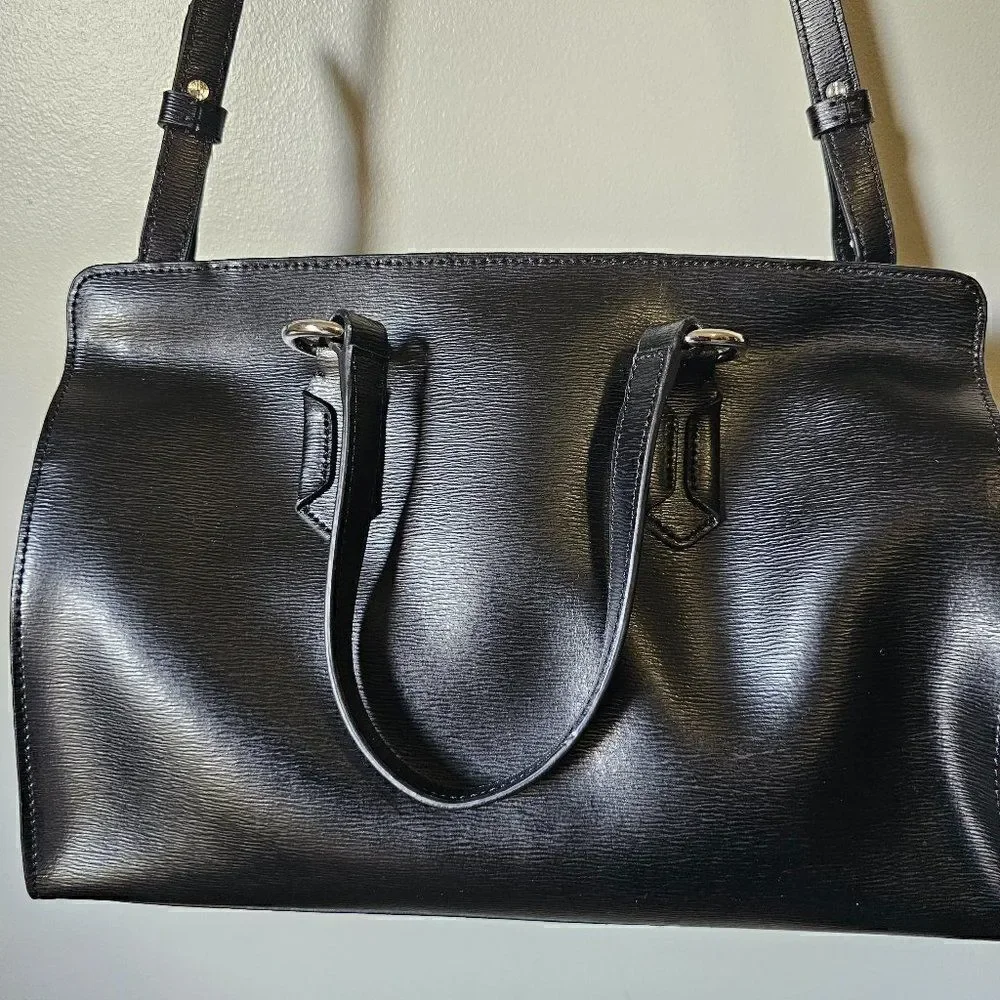 LIKE NEW LAUREN RALPH LAUREN BLACK LEATHER SATCHEL / SHOULDER BAG MEDIUM